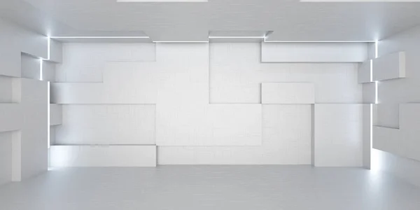 Modern Futuristic Technology White Wall Background Backdrop Cubic Design White — Stock Photo, Image
