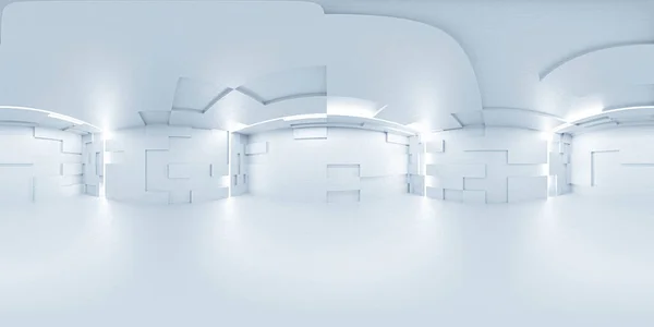 Полный 360 Equirectangular Сферический Панорамный Вид Современную Футуристическую Технологию Здания — стоковое фото