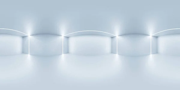 Modern fütüristik teknoloji binasının tam 360 eşkenar dörtgen panorama görüntüsü beyaz modern tasarım