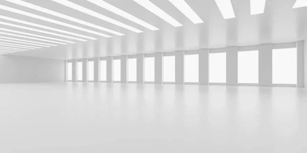Empty White Business Office Space Room Loft Interior Sunny Lighting — Stock Photo, Image