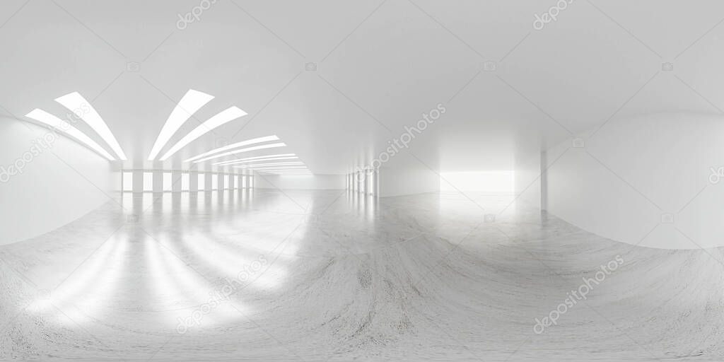 Spherical 360 degrees panorama projection, panorama in interior empty room in modern office building