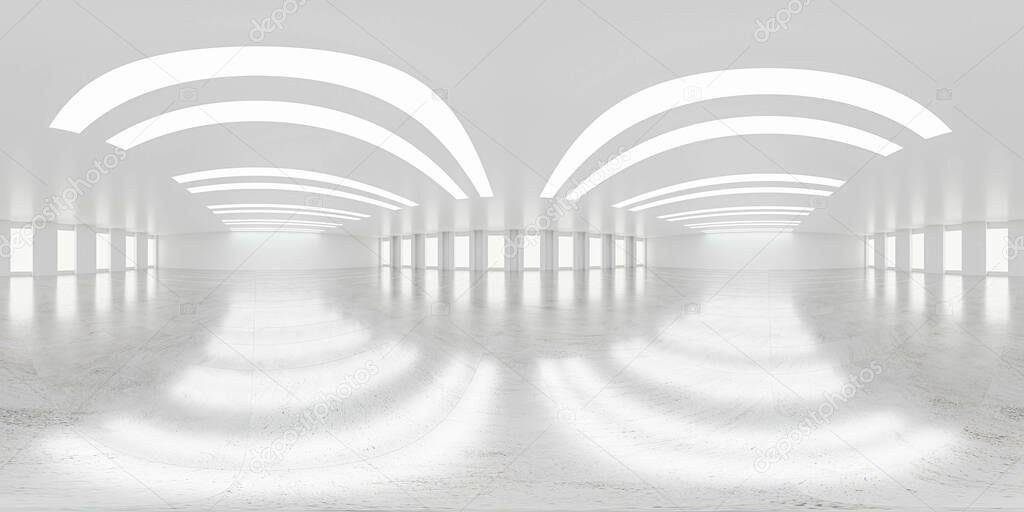 Spherical 360 degrees panorama projection, panorama in interior empty room in modern office building