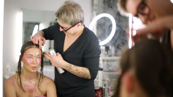 Professional stylists working on a way — Stockvideo