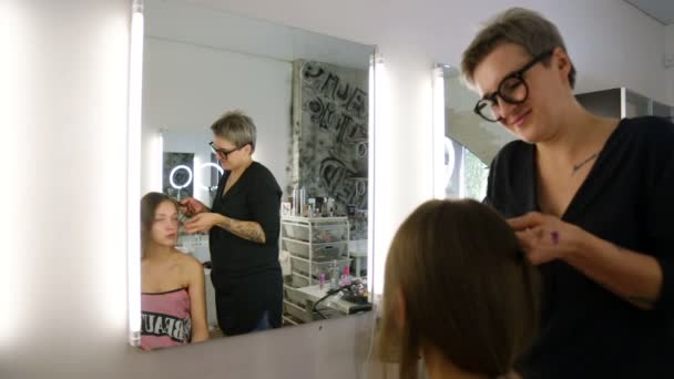 Professional stylists working on a way — Αρχείο Βίντεο