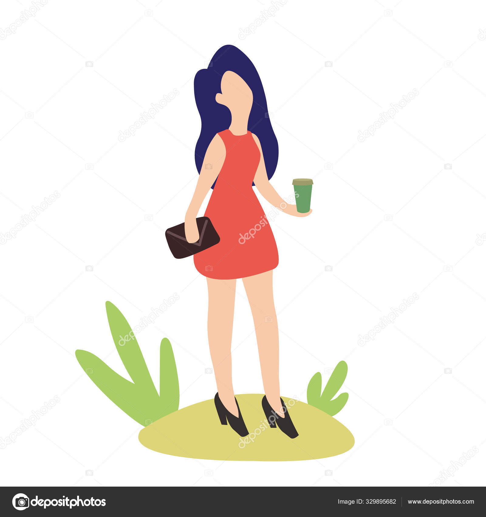 Woman Dress Coffee Break While Walking Stock Vector Image by ©kar-kar  #329895682