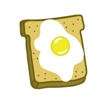 Beyaz arka planda kızarmış yumurtalı tost.