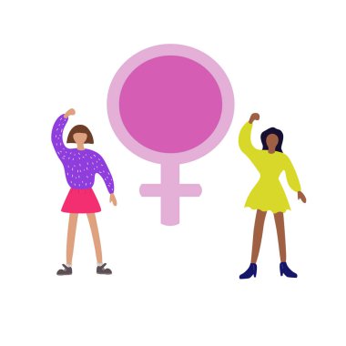 İki kız feminizm kız gücünün sembolü.