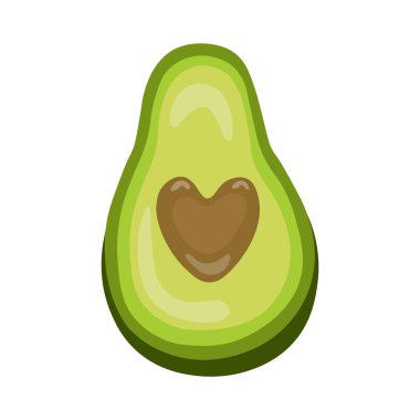 Kalp şeklinde tohum avokadosu, beyaz arka planda tohum. Avokadoyu severim.