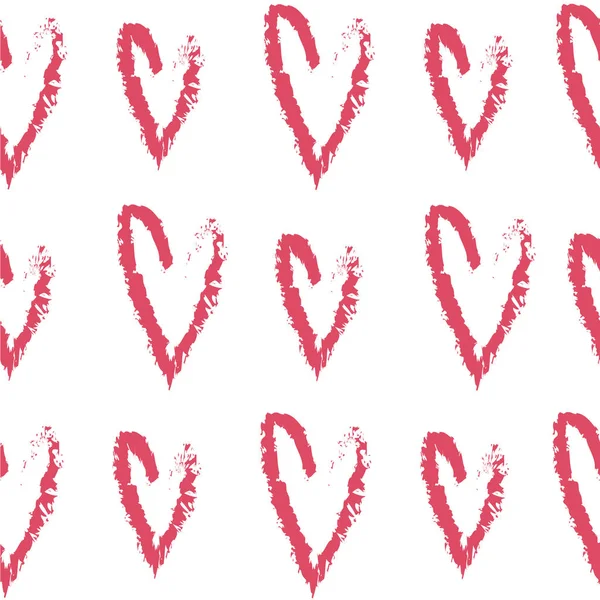 Seamless Pattern Pink Hearts Grunge Love Valentine Day — 스톡 벡터