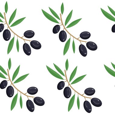 Kusursuz desen. Vektör zeytin dalı. Zeytinyağı. Zeytin süsü. Kağıt tasarımı