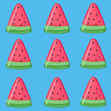 Renkli bir arkaplanda karpuz desenli vektör illüstrasyonu.