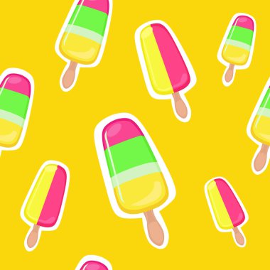 Renkli bir arka planda dondurmalı kusursuz vektör çizimi