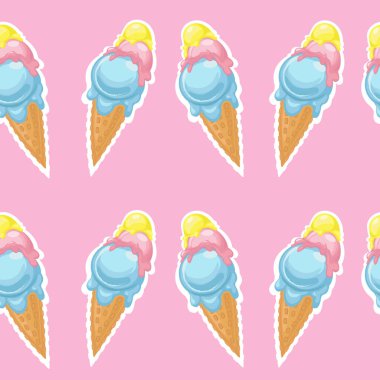 Renkli bir arka planda dondurmalı kusursuz vektör çizimi