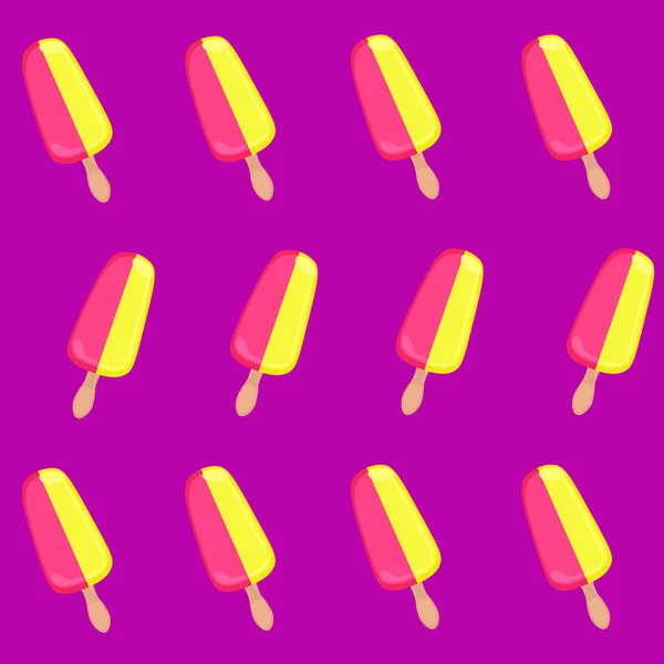 Ilustración Vectorial Patrón Sin Costura Con Helado Sobre Fondo Color — Archivo Imágenes Vectoriales