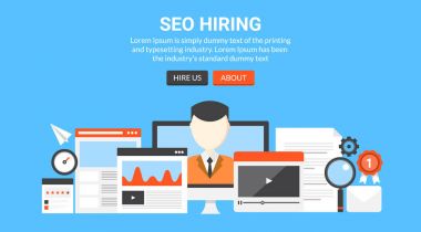 SEO profesyonel, arama motoru optimizasyonu seo uzman, kendini işine adamış düz vektör afiş işe