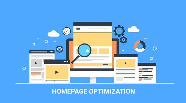 Homepageoptimierung, Website seo, Digital Marketing Flat Vector Illustration — Stockvektor