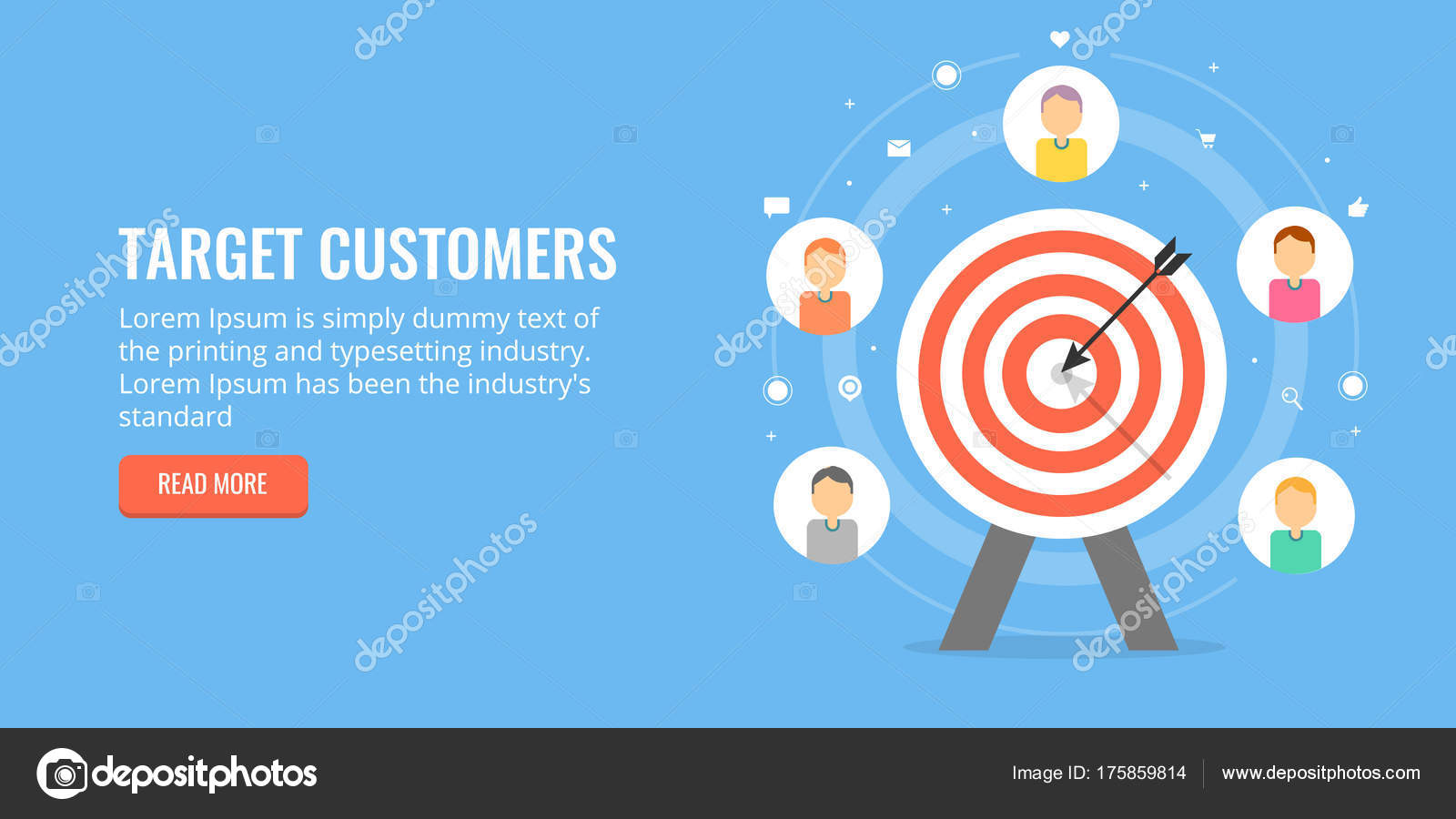 Target Customers Audience Outreach Lead Generation Strategy Flat Design