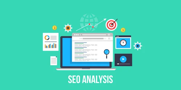 Seo Analysis Data Analytics Marketing Strategy Performance Report Données Web — Image vectorielle