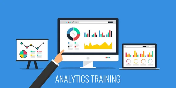 Beroepstraining Analytics Gegevens Analyse Leren Concept Platte Ontwerp Vector Illustratie — Stockvector