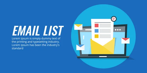 Email List Building Aumentare Gli Abbonati Mail Mail Marketing Concetto — Vettoriale Stock