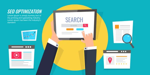 Search Result Optimization Seo Marketing Business Analytics Concept Inglês Ilustração — Vetor de Stock
