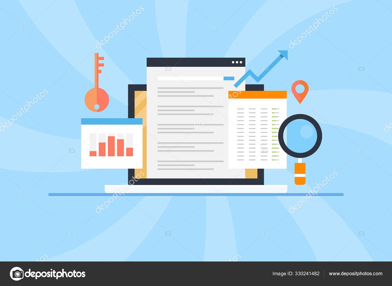 Search Engine Optimization Seo Keyword Research Website Page Analysis Digital Vector Image By C Sammby Vector Stock