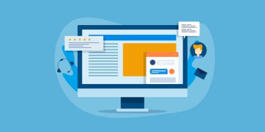 Bilgisayar ekranında canlı sohbet sistemi penceresi, çevrimiçi müşteri servisi, sohbet iletişimi, dijital web konsepti. Düz tasarım afiş şablonu.