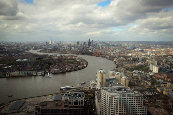 Canary Wharf business district view, London, England