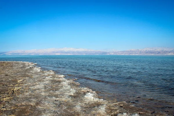 Vista Panorâmica Mar Morto Pôr Sol Israel — Fotografia de Stock