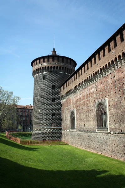 Arquitetura Monumental Castelo Sforza Milão Itália — Fotografia de Stock
