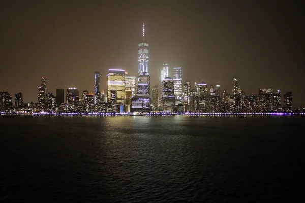 Manhattan Skyskrapor Visa Efter Natten New York City Usa — Stockfoto