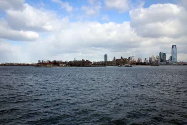 Ellis Island Vista Panorámica Hudson River Nueva York —  Fotos de Stock