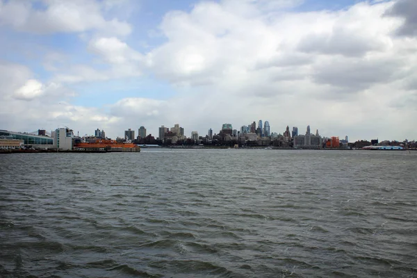 Panoramę Manhattanu Jersey City Widok Rzeki Hudson Stany Zjednoczone Ameryki — Zdjęcie stockowe