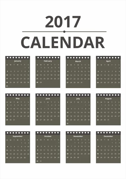 2017 Takvim şablonu temiz arka plan vektör