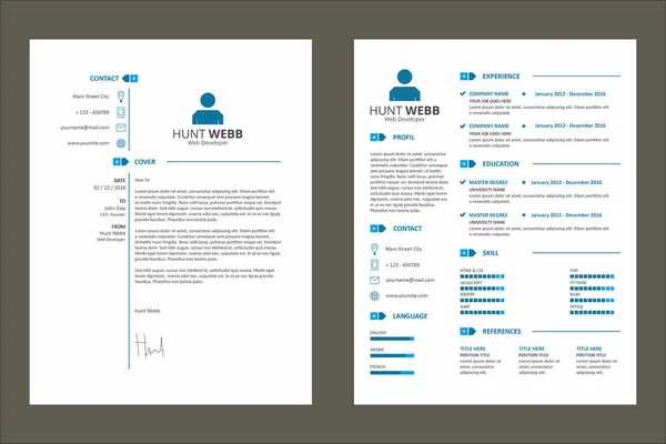 CV özgeçmiş basit Tag temiz mavi şablon vektör