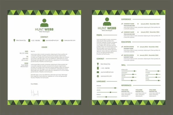 CV Reanudar patrón de color verde — Vector de stock