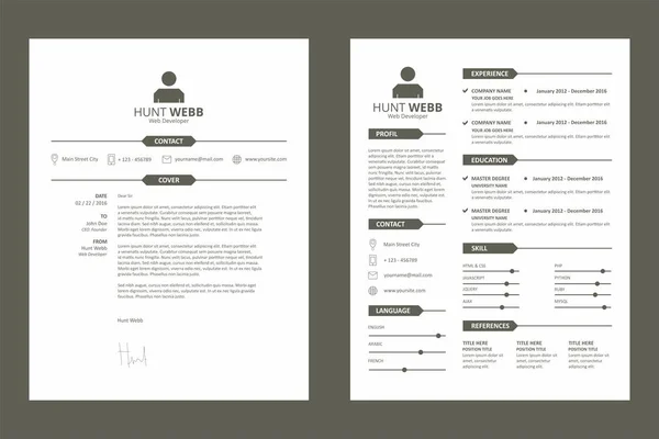 CV, özgeçmiş özgeçmiş ve kapak mektubu etiketi başlığı siyah temiz