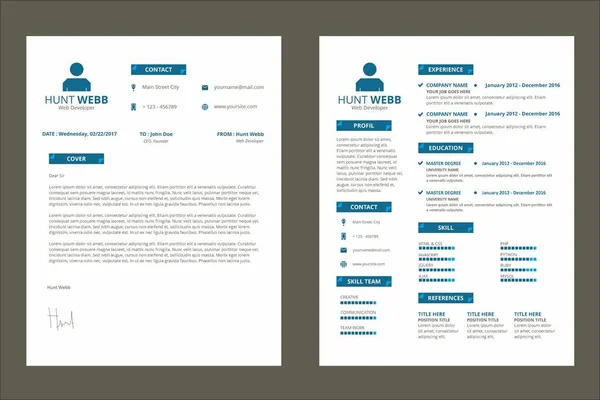 CV CV, curriculum vitae color azul — Vector de stock