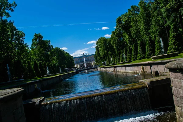 Peterhof Sarayı 'nın dışındaki parkta, St. Petersburg yakınlarında.