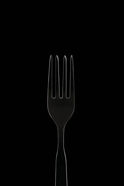 Witte contour vork op zwarte achtergrond — Stockfoto