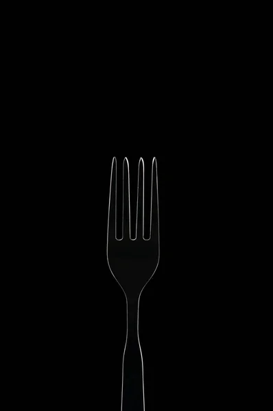 Hvid kontur gaffel på sort baggrund - Stock-foto