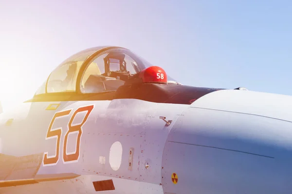 Cabin of military jet close up — Stock Photo, Image