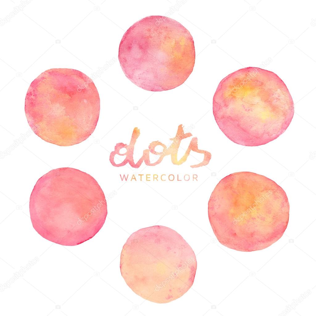 Watercolor Background Dots Set - Pink, Yellow and Peach