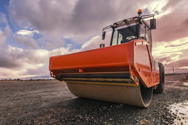 Trabajos Pavimentación Carreteras Rodillo Vapor — Foto de Stock