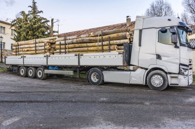 Transport of pine wood from Valsain in Segovia (Spain) clipart