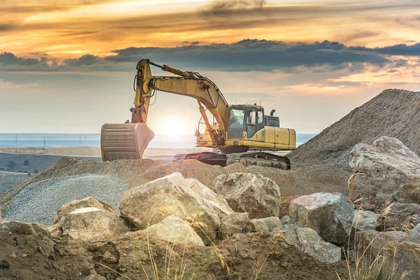 Excavator Road Construction Works Machinery Needed Construction — Stock Photo, Image