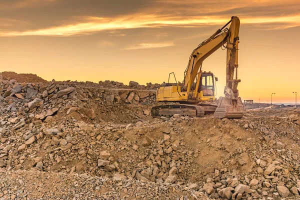 Excavadora Las Obras Construcción Carreteras Maquinaria Necesaria Para Construcción — Foto de Stock