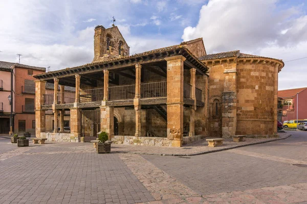 Praça Principal Cidade Ayllon Província Segóvia Igreja San Miguel Construída — Fotografia de Stock