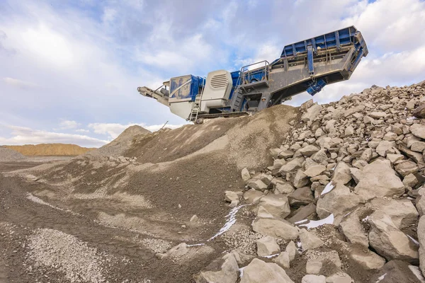 Mechanische Transportband Steen Steen Verpulveren Grind Genereren — Stockfoto