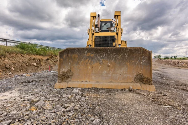 Escavadeira Estrada Ampliando Obras Canteiro Obras — Fotografia de Stock